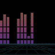 Equalize's Sunset style: bars standing on a neon horizon